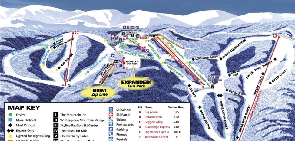 Detaillierte Infos zum Skiurlaub im Skigebiet Wintergreen Ski Resort