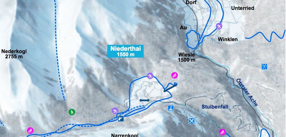 Skigebietsplan Niederthai - Umhausen (Ötztal)