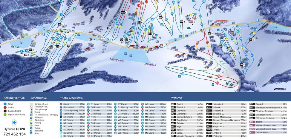 Pistenplan Zieleniec Ski Arena
