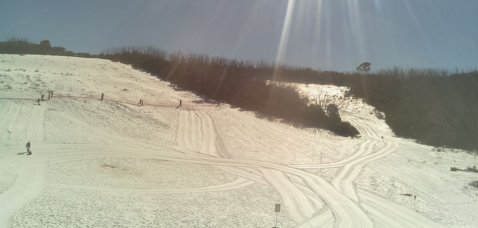 Blick aus der Webcam ins Wintersportzentrum am Mt. Buffalo.