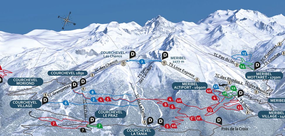 Loipenplan Méribel - Courchevel - La Tania