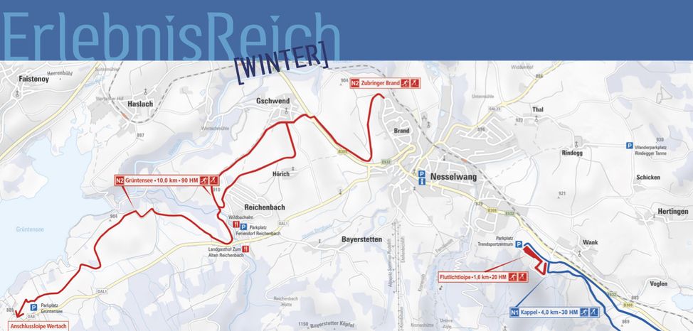 Detaillierte Infos zum Langlauf und den Loipen im Langlaufgebiet Nesselwang