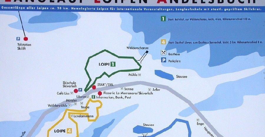 Detaillierte Infos zum Langlauf und den Loipen im Langlaufgebiet Andelsbuch