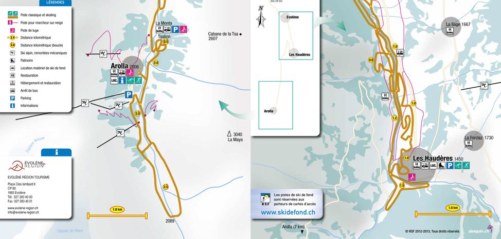 Detaillierte Infos zum Langlauf und den Loipen im Langlaufgebiet Arolla