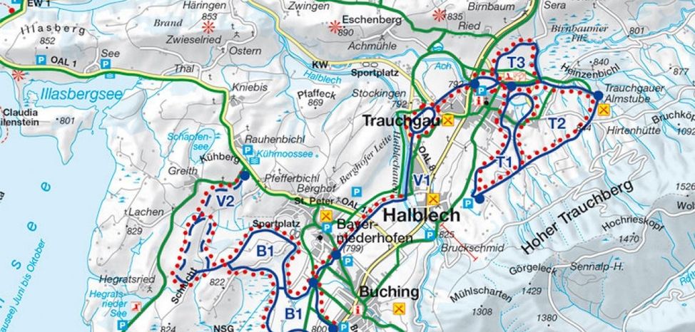 Loipenplan Buching Halblech Trauchgau