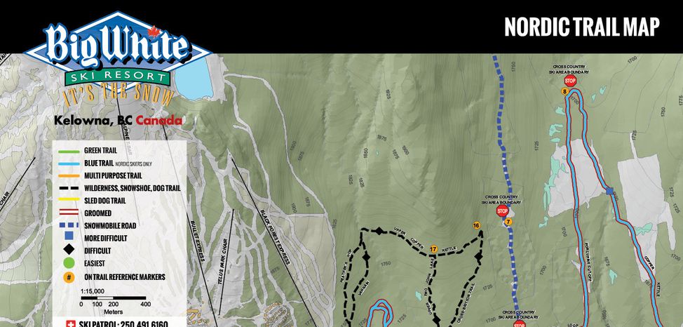 Der Loipenplan des Big White Skigebiets.