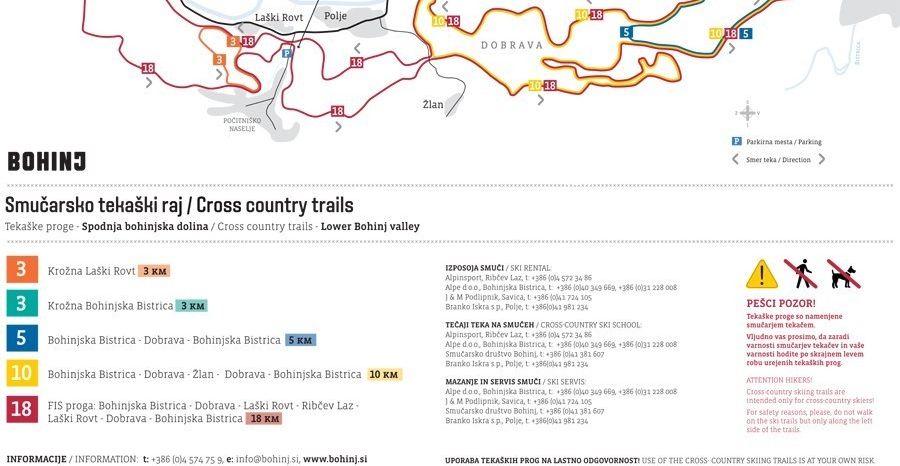Detaillierte Infos zum Langlauf und den Loipen im Langlaufgebiet Bohinj