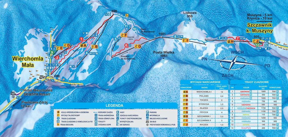 Loipenplan Dwie Doliny Muszyna Wierchomla