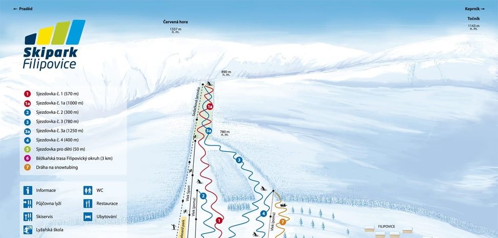Detaillierte Infos zum Langlauf und den Loipen im Langlaufgebiet Filipovice