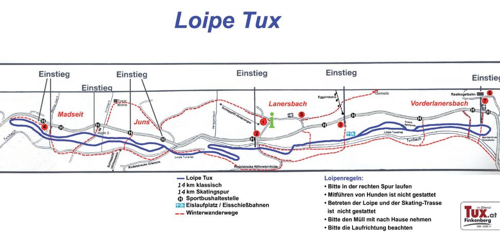 Information on Cross-Country Skiing at Tux-Finkenberg
