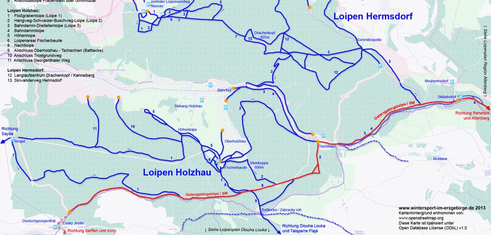 Information on Cross-Country Skiing at Holzhau