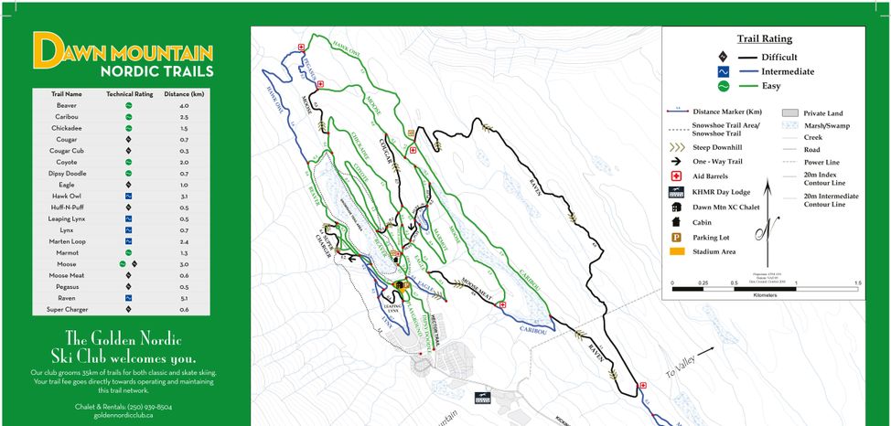 Loipenplan Dawn Mountain Nordic Centre