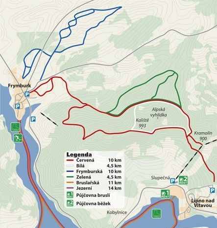 Detaillierte Infos zum Langlauf und den Loipen im Langlaufgebiet Lipno