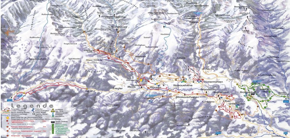 Detaillierte Infos zum Langlauf und den Loipen im Langlaufgebiet Krakau