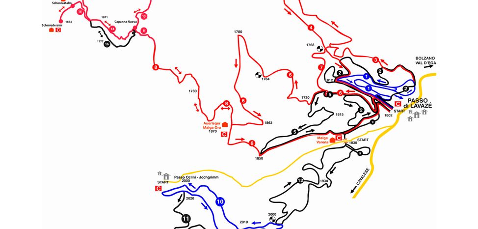 Loipenplan Lavazé Pass