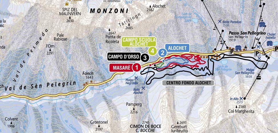 Loipenplan Passo San Pellegrino