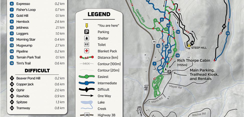 Detaillierte Infos zum Langlauf und den Loipen im Langlaufgebiet Black Jack Ski Club in Rossland