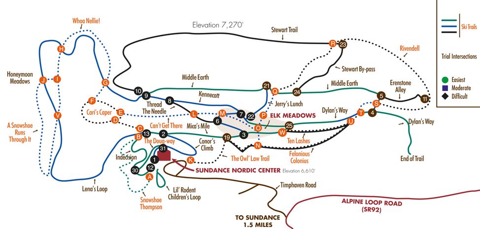 Loipenplan Sundance Nordic Center