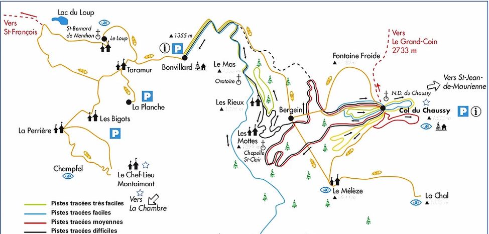 Loipenplan Espace Nordique du Grand Coin