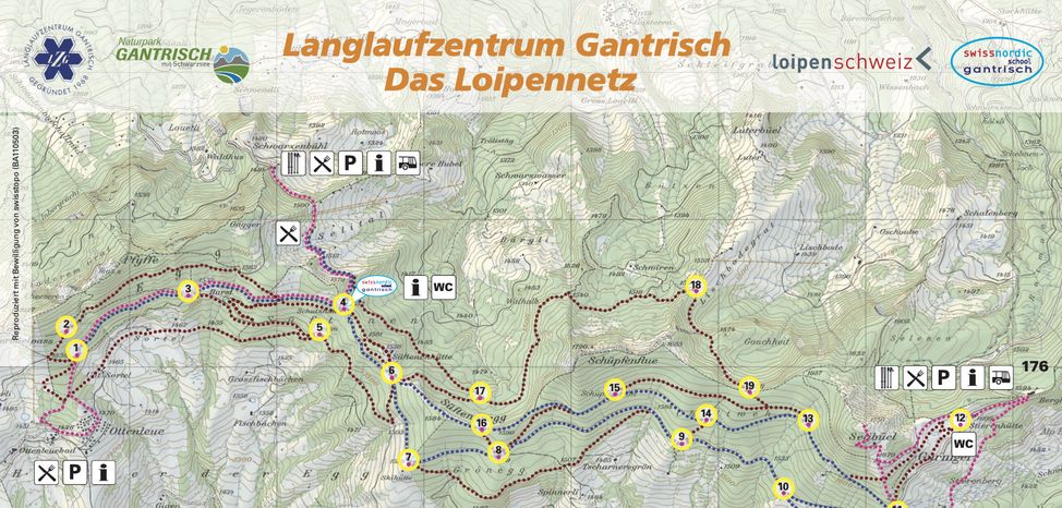 Loipenplan Langlaufzentrum Gantrisch