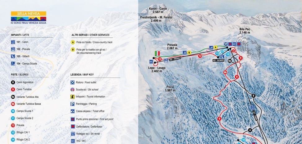 Loipenplan Sella Nevea