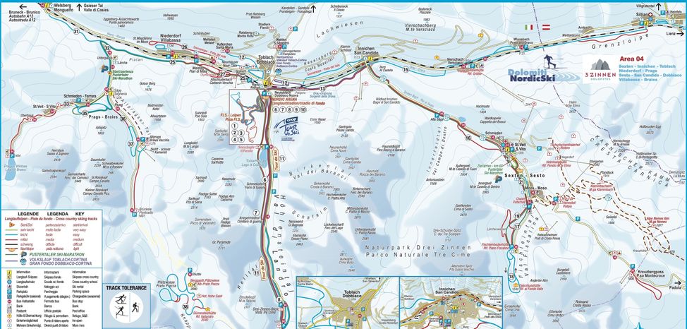 Loipenplan 3 Zinnen - Hochpustertal
