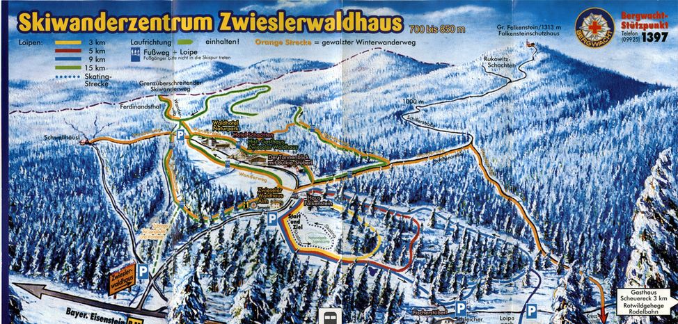 Loipenplan Skiwanderzentrum Zwieslerwaldhaus