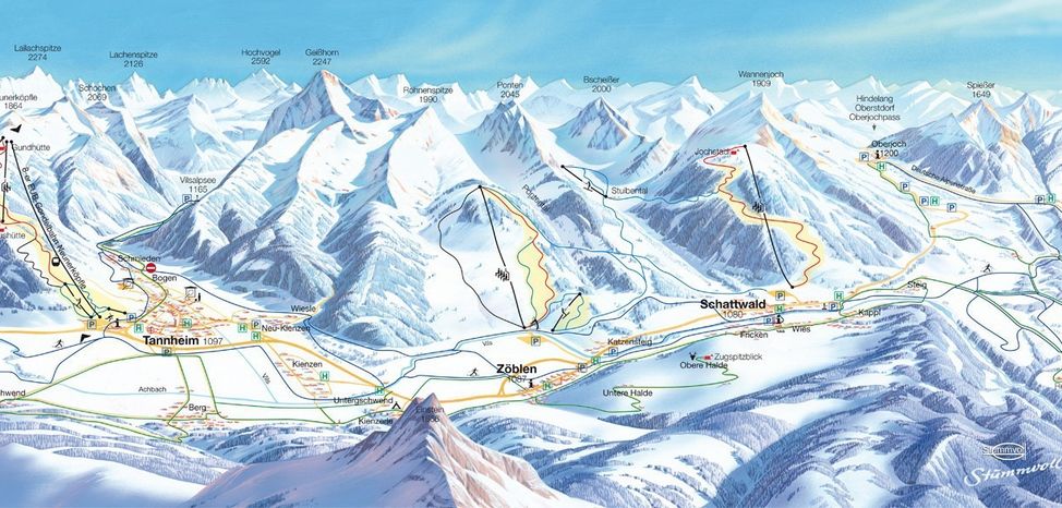Loipenplan Tannheimer Tal • Gespurte Loipen • Offene Loipen