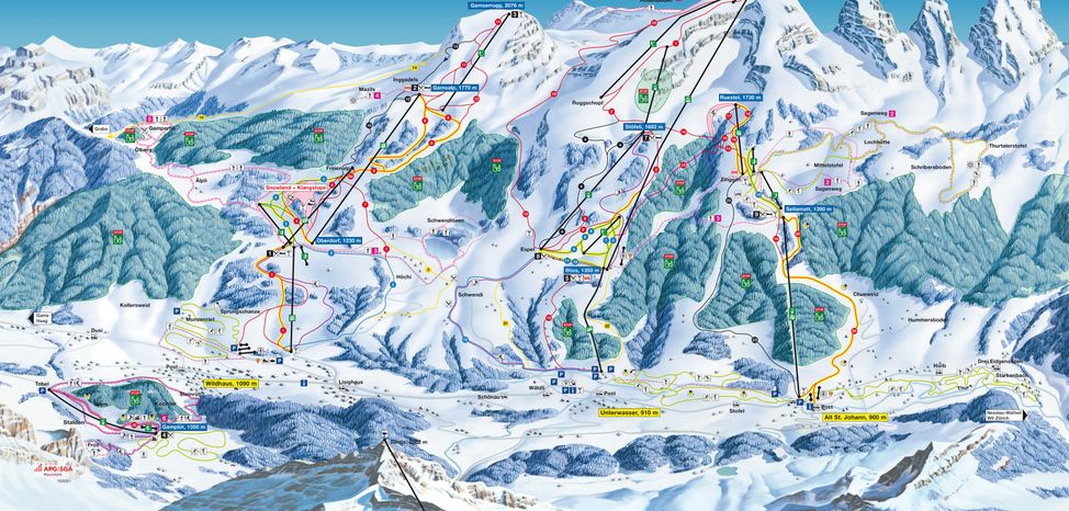 Pisten- Loipenplan Obertoggenburg
