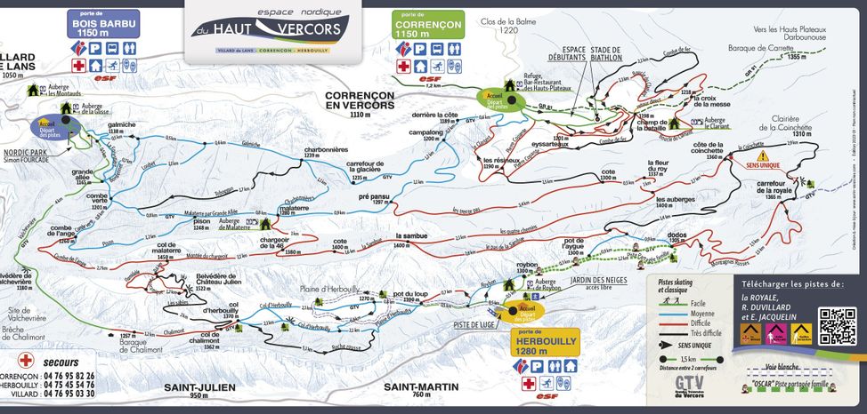 Loipenplan von Villard de Lans – Corrençon-en-Vercors