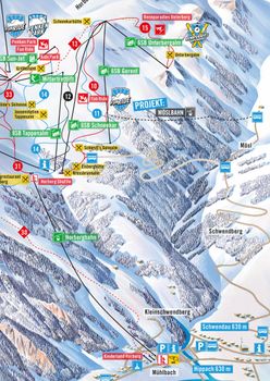 Von Mösl aus führt die Gondelbahn Richtung Sesselbahn Gerent.