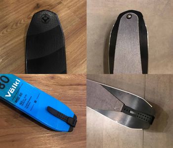 Moderne Spannklebefelle werden zusätzlich mit Ösen an Skispitze bzw. -ende befestigt.