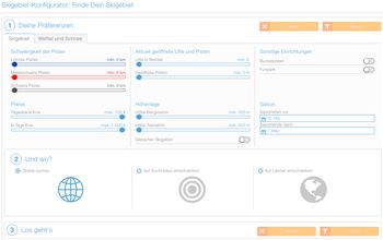 Der Skigebiet-Konfigurator hilft dir bei der Wahl des richtigen Skigebiets.