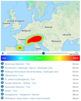Neuschnee-Prognose für Freitag, 04.11.2022