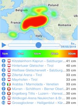 Die Neuschneeprognose für Samstag, 4. Mai 2019.