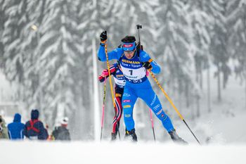 Durch die tief verschneite Landschaft zum zweiten Sieg: Tommaso Giacomel.