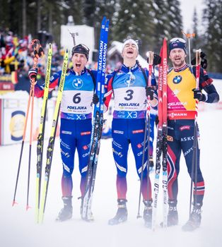 Sieg für Eric Perrot vor Quentin Fillon Maillet und Sturla Laegreid.