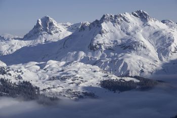 View of the auto-free town Oberlech am Arlberg.
