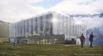 Die Bergstation am Giggijoch besticht durch ihre offene und transparente Bauweise.