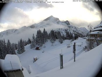 Fast zwei Meter Schnee liegen mittlerweile am Fuße der Zugspitze. (Webcambild vom 19.1.)