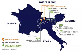 Die europäischen Skigebiete des Epic Pass für den Winter 2025/26.
