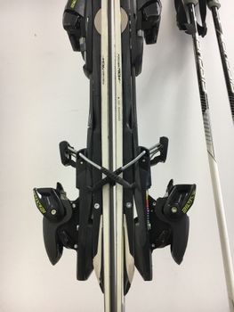 Not like this! Skis shouldn't be stored in one another, since this puts permanent tension on the bindings.