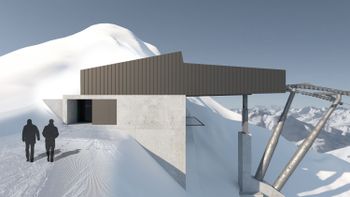 Die Bergstation liegt auf 3.044 Metern Höhe direkt an der Grenze zu Italien.