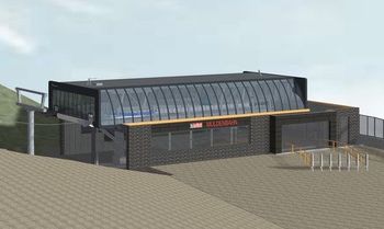 Blick auf die Talstation der neuen Asitzmuldenbahn.