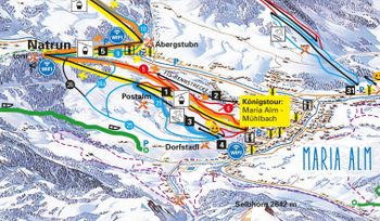 Im Pistenplan sind die neuen Gondelbahnen (Nr. 1 und 5) bereits eingezeichnet.