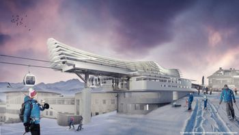 Die neuen Stationen der Kabinenbahn Olang 1 + 2 bestechen durch ein markantes Dach aus durchsichtiger Folienhaut.