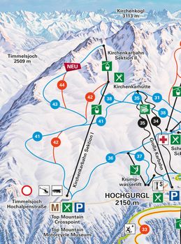Der Verlauf der Kirchenkarbahn samt neuer Pisten ist gut im neuen Pistenplan zu erkennen.