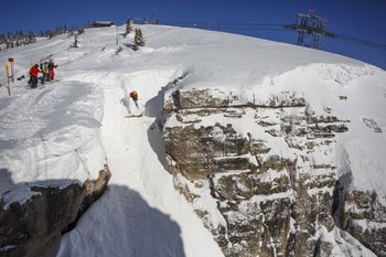 Eine der berühmtesten Double Black Diamonds der Welt: Die Corbet's Couloir in Jackson Hole.