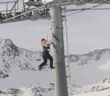 An extraordinary place to work: Hannah Philomena Scheiber spent several months creating the pieces, at times suspended from a rope.