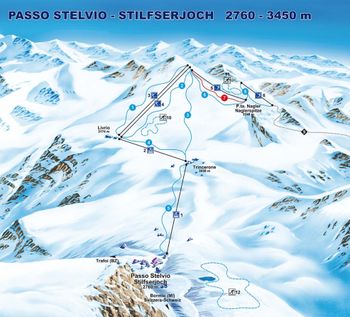 Der Pistenplan am Stilfser Joch